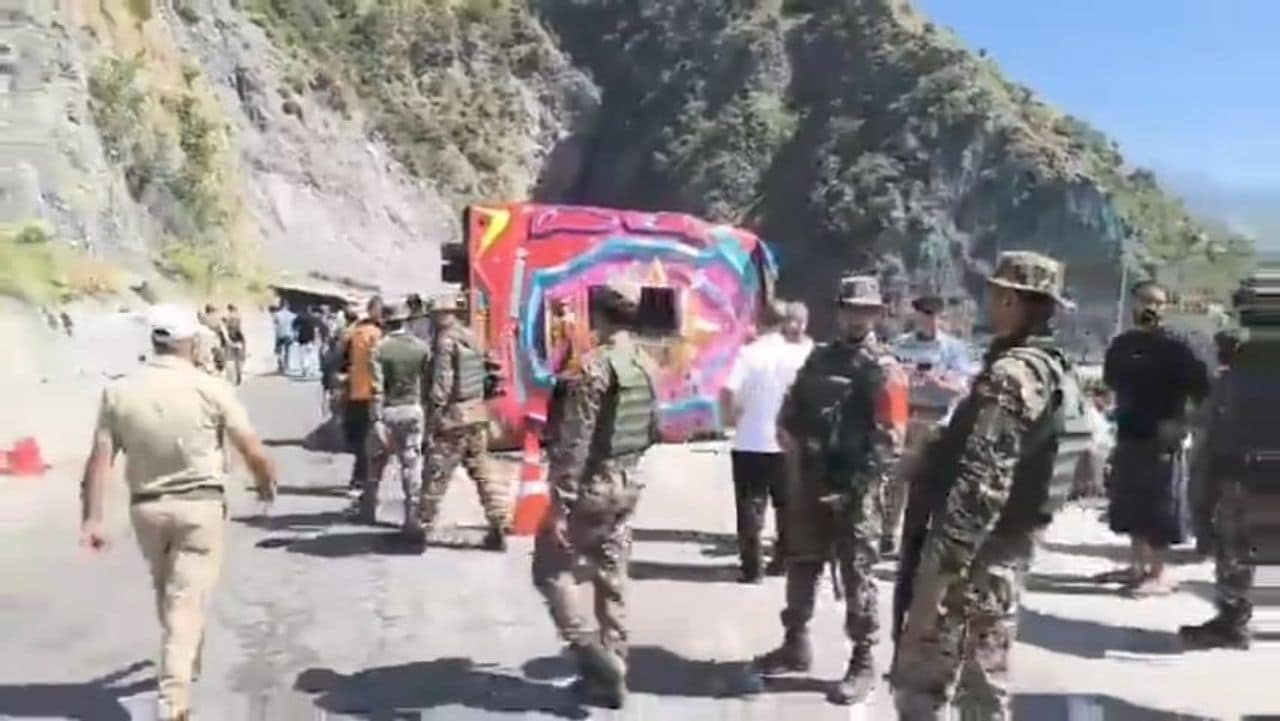 Sleeper bus overturns on NH-44 near Maroog, around 25 passengers injured Sleeper bus overturns on NH-44 near Maroog, around 25 passengers injured