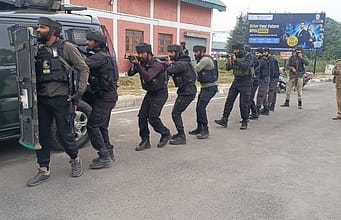 Security forces conduct anti-Fidayeen attack drill at railway station in Kulgam