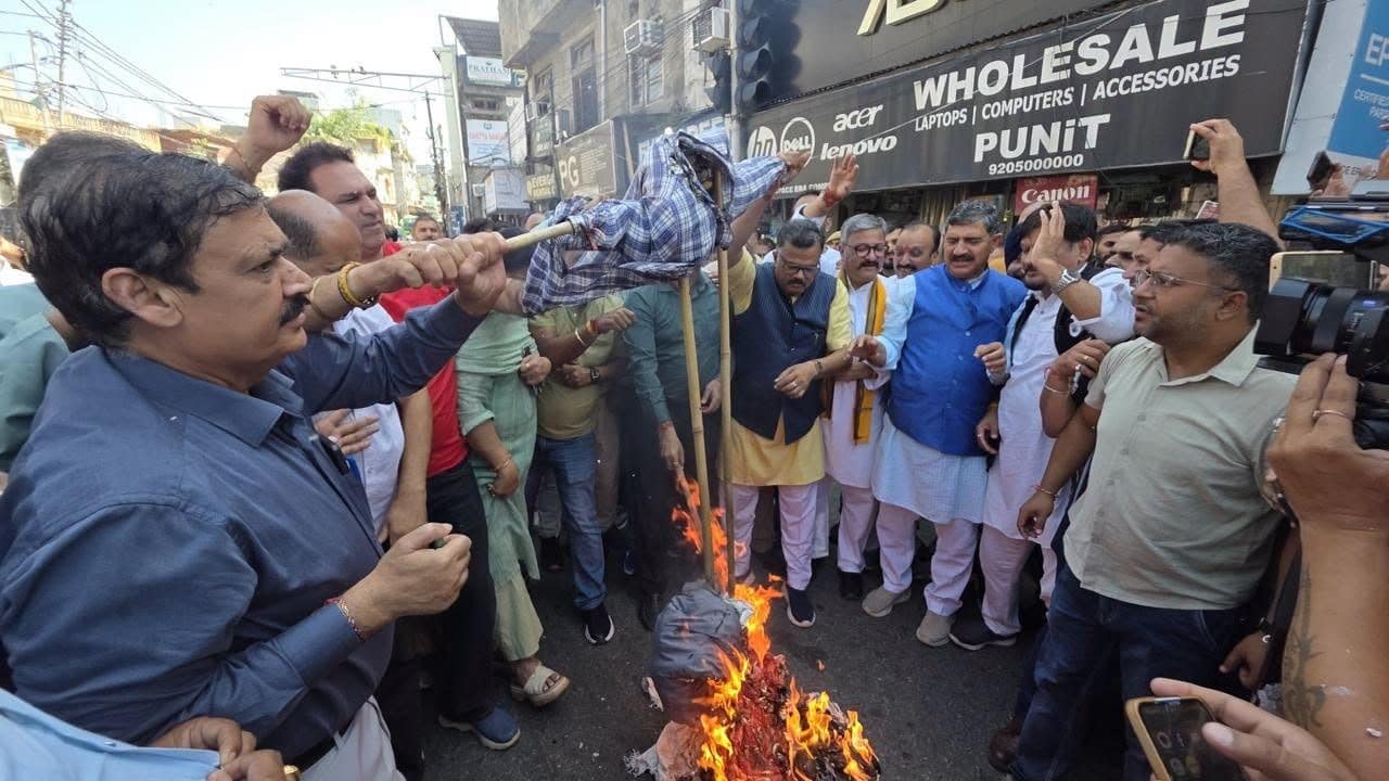 BJP protests against NC govt for linking statehood with pre-1953 agenda BJP protests against NC govt for linking statehood with pre-1953 agenda