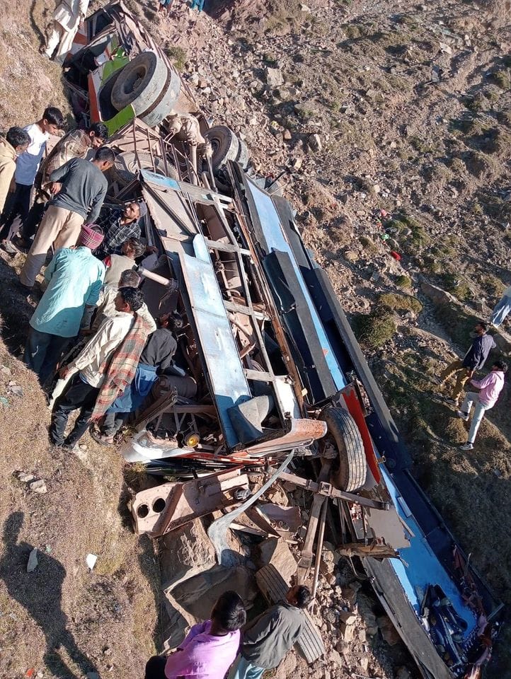 Ten injured as bus skids off road, rolls down in Udhampur Ten injured as bus skids off road, rolls down in Udhampur