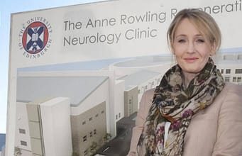 J.K. Rowling lost her mother to multiple sclerosis at 45; in 2010, she donated £10 million for an Edinburgh research clinic in her mother’s name, and the facility now helps thousands of people with brain conditions