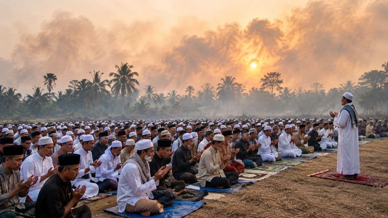 Muslims gather for rain prayers in Indonesia's wildfire-hit South Sumatra Muslims gather for rain prayers in Indonesia's wildfire-hit South Sumatra